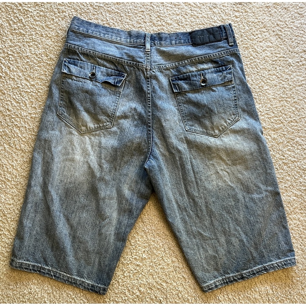 Vintage Sean John Flap Pocket Long Denim Jean Shorts Mens 36 Blue Y2K Relaxed